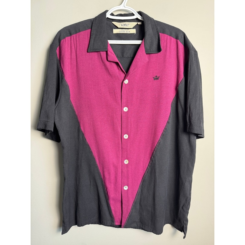 Da Vinci Signature Series Charlie Sheen Bowling Shirt Retro‎ 50s Rockabilly Camp
